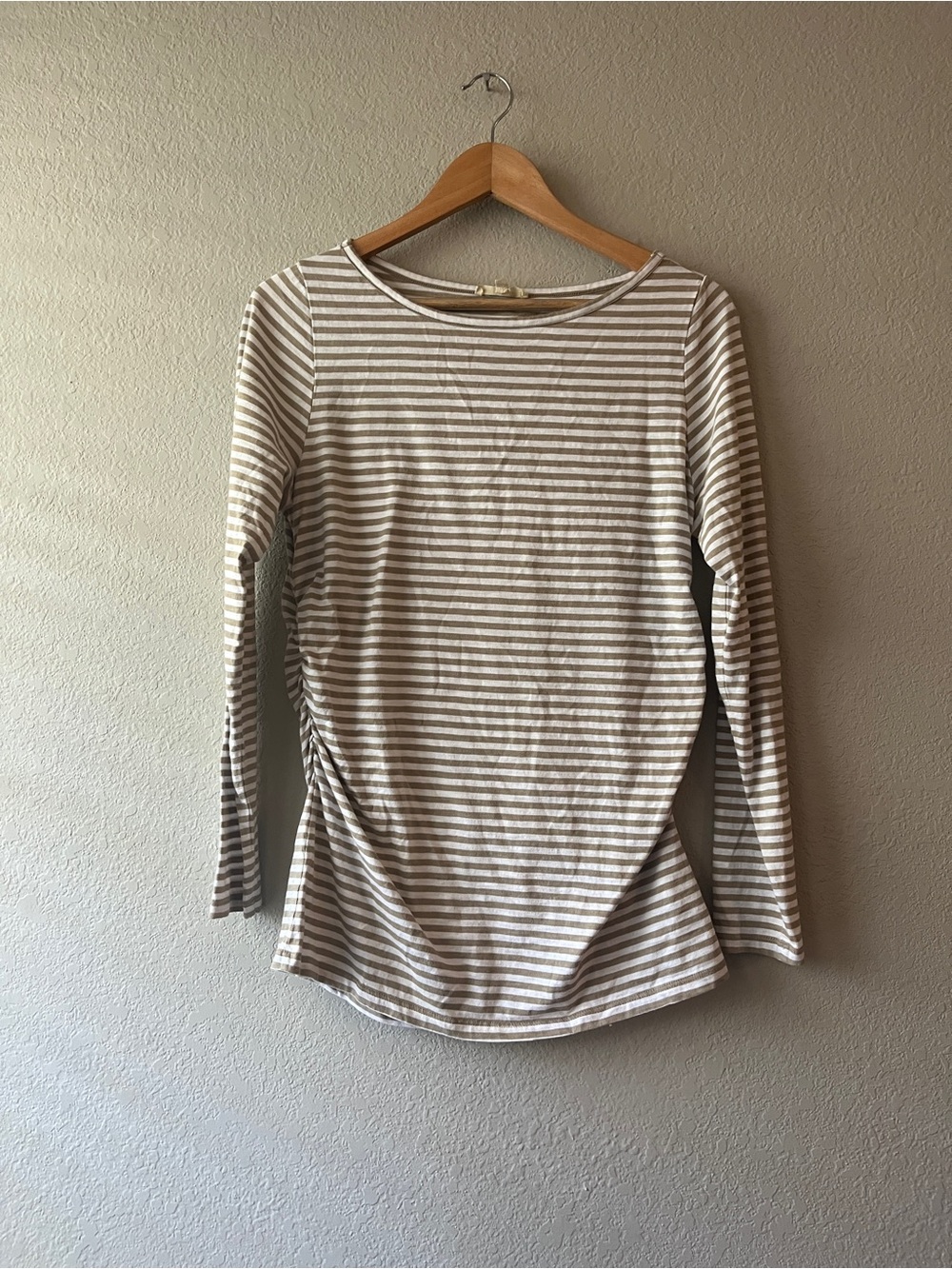 Madewell Cotton Striped Long-Sleeve Women’s Tee Ruched Sides Large
